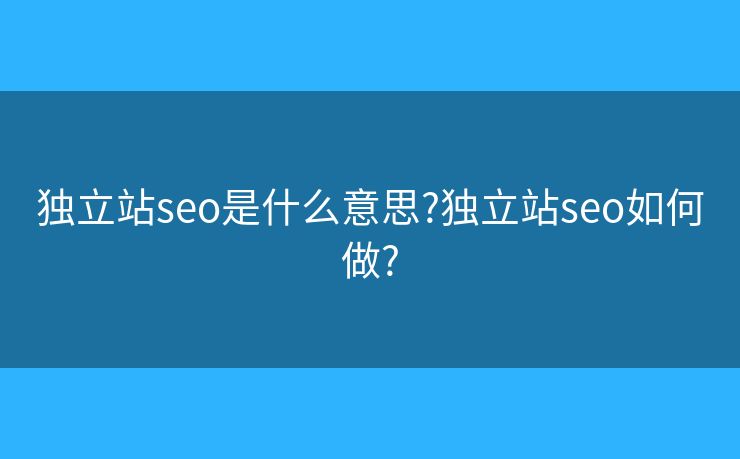 独立站seo是什么意思?独立站seo如何做? 独立站seo是什么意思?独立站seo如何做?