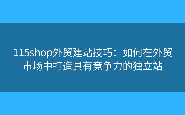 115shop外贸建站技巧:如何在外贸市场中打造具有竞争力的独立站 115shop外贸建站技巧:如何在外贸市场中打造具有竞争力的独立站