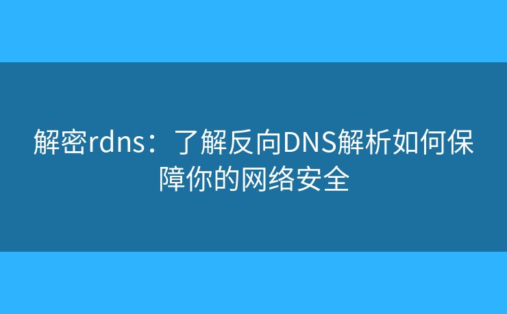解密rdns：了解反向DNS解析如何保障你的网络安全