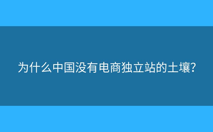 为什么中国没有电商独立站的土壤? 为什么中国没有电商独立站的土壤?