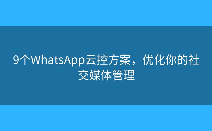 9个WhatsApp云控方案,优化你的社交媒体管理 9个WhatsApp云控方案,优化你的社交媒体管理